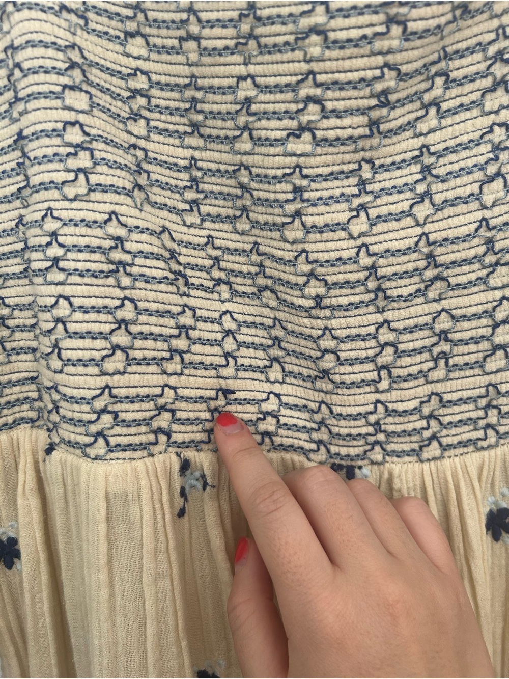 Free People Dahlia White Blue Embroidered Smocked Jumpsuit - Picture 8 of 8